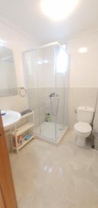 a bathroom with a shower and a toilet and a sink at Habitación Matrimonio Tranquila en Vivienda Compartida in Valencia