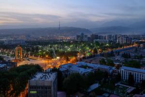 Nespecifikovaný výhled na destinaci Dušanbe nebo výhled na město při pohledu z apartmánu