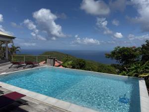 a swimming pool with a view of the ocean at Lodge Orchidée de la Villa La Palmira - Vue Mer - Jacuzzi Privé - Accès Piscine - Lit King Size - Clim - 4 étoiles - Proche commodités - TV - connectée - Internet fibre - Proche Plage in Les Anses-dʼArlets