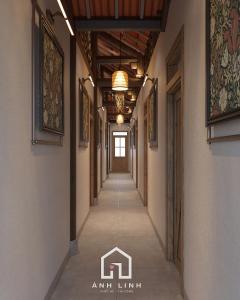 a corridor of a building with at Du già ecolodge in Yên Minh