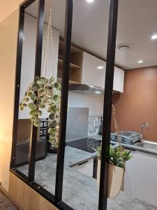 Kuchyň nebo kuchyňský kout v ubytování Spacieux Mobilhome Petit coin de paradis Camping MAR ESTANG 4 Étoiles et pied dans la mer