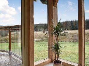a window with a potted plant on a porch at Mill Of Burncrook in Glenlivet +32 photos