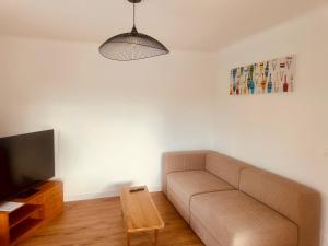 Et tv og/eller underholdning på Maison avec piscine chauffée toute l'année