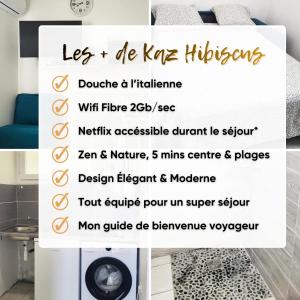 ein Schild für einen Waschraum mit einer Waschmaschine in der Unterkunft Studio Cosy Climatisation, Wi-Fi, terrasse, parking, proche de la mer, havre de paix pour les couples in La Trinité