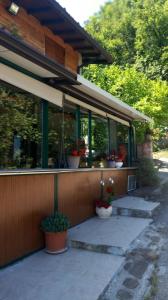 a house with potted plants on the side of it at Oasi di pace in Rocca deʼGiorgi
