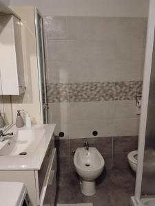 a bathroom with a toilet and a sink and a shower at B&B Oasi di pace in Rocca deʼGiorgi