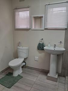 a bathroom with a toilet and a sink at Klein Karoo Wegbreek in Oudtshoorn +12 photos