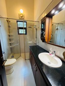 a bathroom with a sink and a toilet and a shower at Paradise Villa in Kandana +17 photos