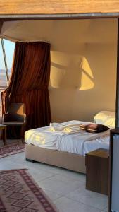 a bedroom with a bed with a canopy at Madonna Rum camp bubbles & Jeep tours in Wadi Rum