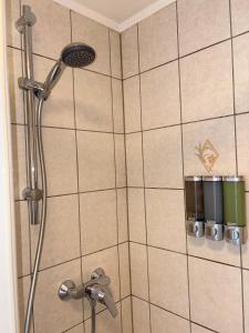 a shower with a shower head in a bathroom at Apartment 71 Ettelbrück in Ettelbruck