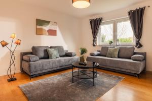 メンディヒにあるVulkan-Suiteのソファ2つとテーブルのあるリビングルーム +8枚の写真