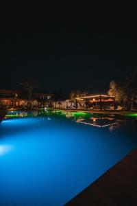 a large pool of blue water at night at MVIEW Villas in Marrakech +16 photos