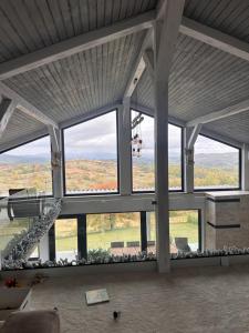 a group of people on a crane in a large room with windows at SweetNest in Gurahonţ +10 photos