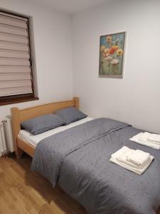a bedroom with two beds and a painting on the wall at Stela Divcinova in Divčibare