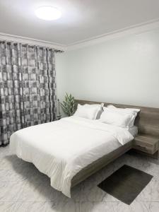 Ένα ή περισσότερα κρεβάτια σε δωμάτιο στο A Cozy Apartment in Kampala, Ntinda