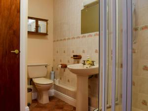 ein Badezimmer mit Toilette und Waschbecken in der Unterkunft Alexandra Cottage in Windermere