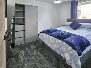 - une chambre avec un lit et un placard dans l'établissement Llaethdy Arfryn, à Maenclochog