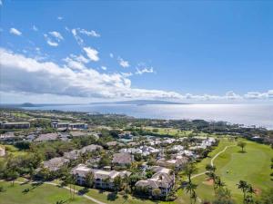 an aerial view of a resort with the ocean at Serene Maui Retreat Walk to Beach & Shops in Wailea