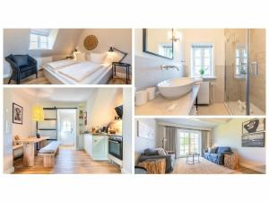 a collage of four pictures of a bathroom at Wening-Hüs Wening-Hüs , in Boldixum +2 photos