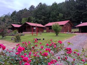 格拉玛多雷康图卡徒次酒店的一组院子里种着玫瑰的建筑。