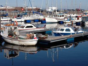 a group of boats docked in a harbor at Seashell Cottage in Nairn +9 photos