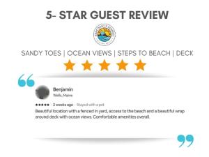 a screenshot of the star guest review website at Sandy Toes Ocean Views Steps to Beach Deck in Seabrook