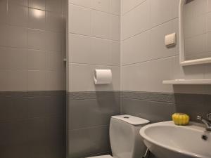 a bathroom with a toilet and a sink at Willalux in Mielno +43 photos