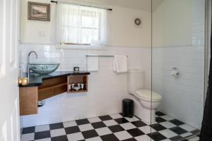 ein Badezimmer mit Waschbecken und Toilette in der Unterkunft Petersons Wines Dairy Cottage in Pokolbin + 27 Fotos