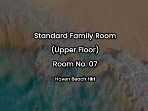 a picture of the ocean with the wordsstandard family room upper floor room at Haven Beach Hiri - Hiriketiya in Dickwella
