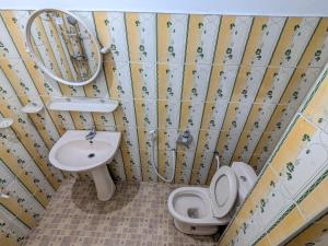 a small bathroom with a toilet and a sink at New Green View Guest House Kithal Ella in Badulla