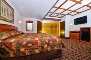 a large bedroom with a bed and a television at Americas Best Value Inn & Suites Los Angeles Downtown SW in Los Angeles