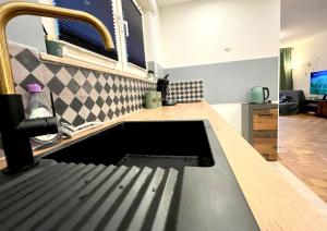 eine Küche mit Spüle und Arbeitsplatte in der Unterkunft Femo - Royal Siegen - Oberstadt - separater Eingang - zentral in Siegen