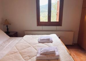 Postel nebo postele na pokoji v ubytování Vavatsinia Panorama Cottage