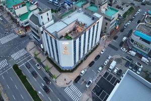 an overhead view of a building in a city at Hotel MarieStay Taean in Taean