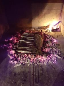 a person laying on top of a grill with pink lights at Apartments by the sea Cove Zaglav, Korcula - 12208 in Prizba +17 photos