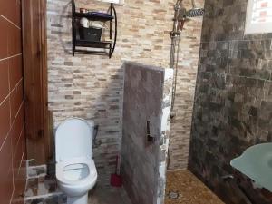 a bathroom with a toilet and a sink at Appartement avec piscine à Capesterre-Belle-Eau in Capesterre-Belle-Eau