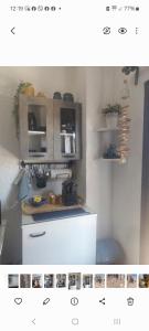 a kitchen with a white counter top in a room at The Island sea view apartment in Elounda