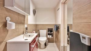 een kleine badkamer met toilet en wastafel bij Gîte Renaud et Lauren - Terrace - Horbourg-Wihr in Horbourg +18 foto's