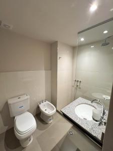 a bathroom with a toilet and a sink and a mirror at Otero Coliving - Studio Entero U1 in San Salvador de Jujuy +7 photos