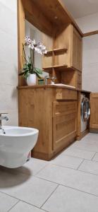 ein Badezimmer mit Waschbecken, Toilette und Badewanne in der Unterkunft La Casa della Nonna in San Vito di Cadore