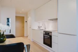 Kuchyň nebo kuchyňský kout v ubytování Elegant Apartment Lovely City Views + 11 fotografií