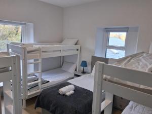 a bedroom with two bunk beds and a window at Trivia House in Swanlinbar