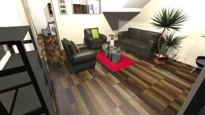 にあるOrt des Entstehensのソファ2つとテーブルのあるリビングルーム +1枚の写真