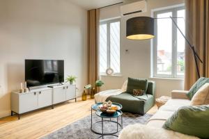TV a/nebo společenská místnost v ubytování Spacious & Luminous Gem in Historic Ghent Building