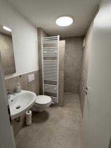 een badkamer met toilet en wastafel bij Ferienwohnungen in Giengen an der Brenz in Giengen an der Brenz +15 foto's