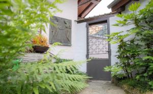 a front door of a white house with a window at Casa San Cristoforo Studio in Maggia