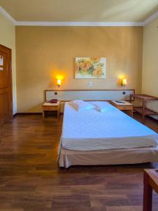 a bedroom with a large bed and two tables at Hotel Negreiros in São Lourenço +35 photos