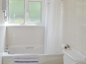 a bathroom with a tub and a toilet and a window at Breakwater View in Turnchapel +5 photos