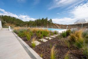 a swimming pool in a garden with plants at Monte de Torquines - Casa de Campo com piscina em Odemira in Odemira