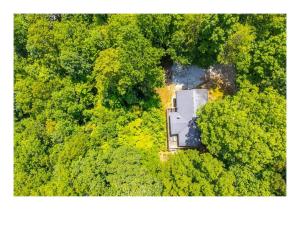 Come relax in the mountains of Otto NC في Otto: اطلالة علوية على مبنى في وسط غابة